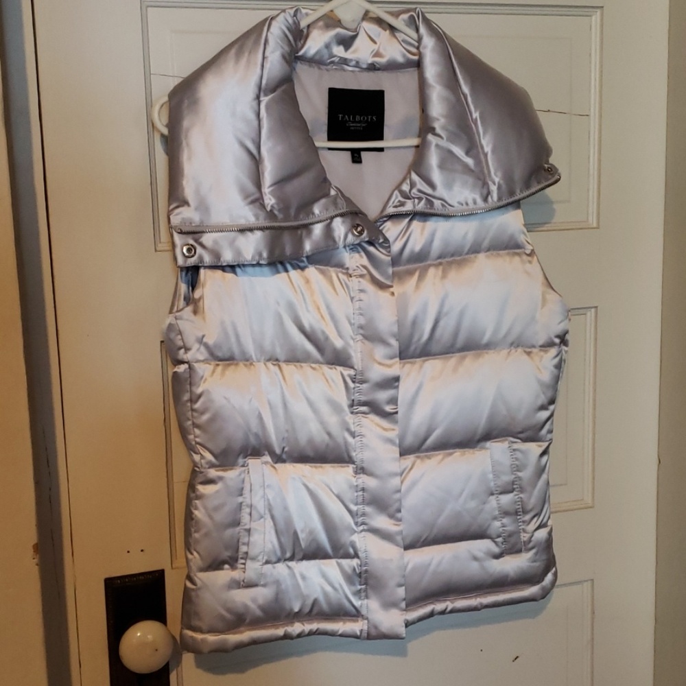 Talbots puffer silver vest
